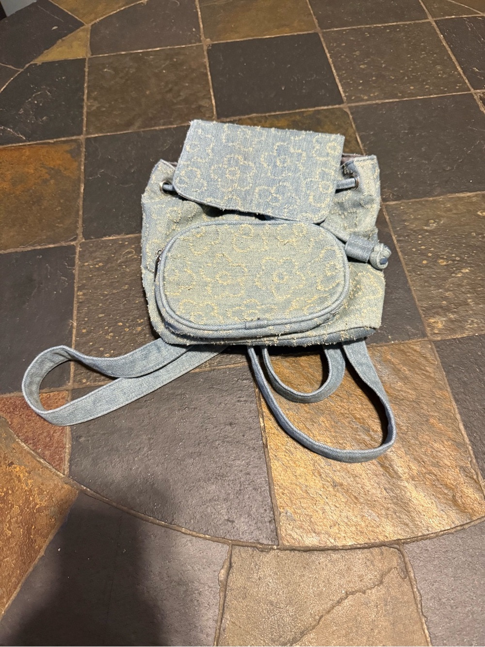 wild fable Light Blue Floral Jacquard Mini Backpack